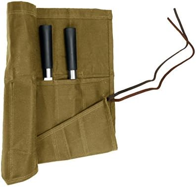 Wrench Tool Roll Wax Canvas (14 Pockets) Portable Tool Perfect Gift for DIY enthusiasts A185 (Freesize, Khaki)