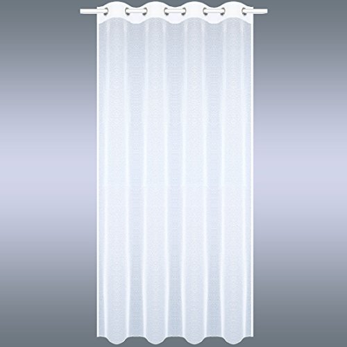Langstore „Sophie“ mit Chrom-Ösen | Ösenschal als Fertigstore Gardine Vorhang komplett Sablé weiß - 3