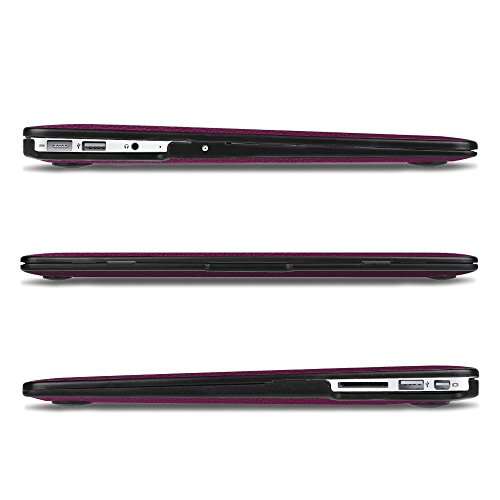 Fintie MacBook Air 13 Hülle Case – Ultra Slim Hochwertige Kunstleder Coated Hard Shell Schutzhülle Tasche für Apple MacBook Air 13.3″ (A1466 / A1369) , Lila - 4