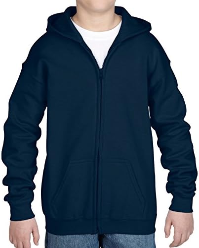 Childrens Heavy Blend Zipped Hoodie Boys Girls Hoody All Sizes + Colours (Large Childrens 24-26 Inch Chest, Navy Blue)