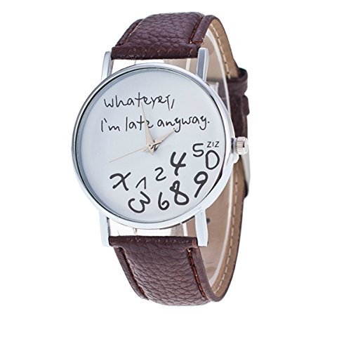 Pacyer® Damen Armbanduhr Elegant Uhr Modisch Klassisch Leder Quarzuhr Armbanduhr-Whatever I'm late anyway (Braun) Pacyer® Damen Armbanduhr Elegant Uhr Modisch Klassisch Leder Quarzuhr Armbanduhr-Whatever I'm late anyway (Braun)