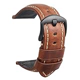 HVDHYY Uhrenarmband Herrenuhr Band Panerai Vintage Ersatzband Schwarz Stahl Schnalle für alle Arten von traditionelle Sportuhr Zubehör 22mm Braun