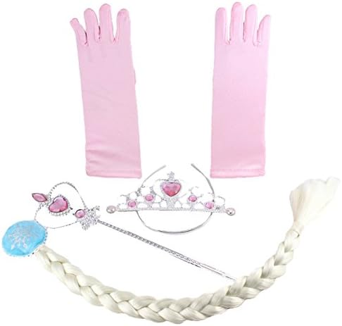 Kidslove Princess Glove Girl Magic Wand + Rhinestone Tiaras Hair Crown Girls Gloves Set (pink)
