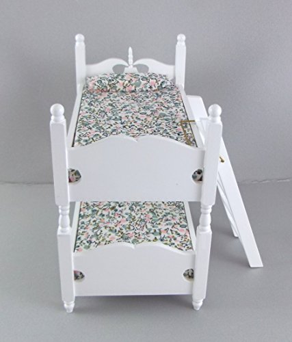 Dolls House Miniature 1:12 Bedroom Furniture White Wooden Bunk Beds Bunkbeds