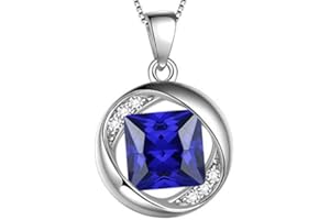 Aurora Tears Bijoux Pendentif Pierre de Naissance Septembre Saphir Pendentif en Argent Sterling 18" DP0029S