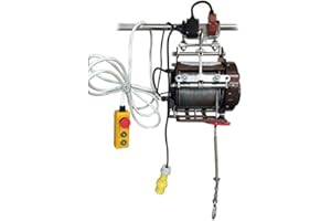 WARRIOR WINCHES Warrior 110V 500KG Scaffold Hoist with 4m Pendant Remote Control – 30m Steel Cable, Portable, Hooks and Easily Mounts to Scaffolding, Overhead Lifting, Electric Pulley System, Ideal for Garage
