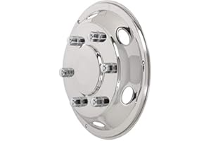 HANSEN STYLING PARTS Tapacubos de 17,5 pulgadas de acero inoxidable curvado con tapas para tuercas de rueda.