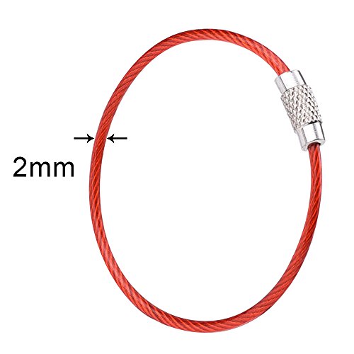 eBoot 2 mm farbige Stahldraht Keychain Kabel Schlangenkette Schluesselring Spiraldraht, 14 Stück - 2