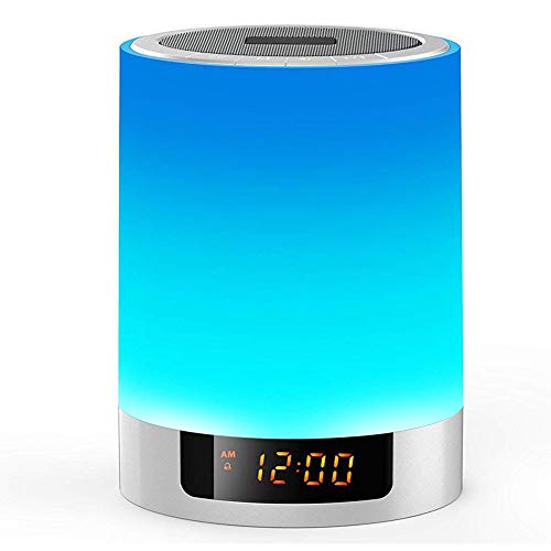 Preisvergleich Produktbild YZCX Bluetooth Lautsprecher Farbwechsel Dimmbare Lampe LED Nachttischlampe Touch control Nachtlicht Wecker mit Zeituhr Schlafmodus USB TF AUX Funktion für Wohnzimmer Schlafzimmer