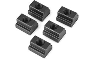 AUSLA Lot de 5 Ecrous à Rainure en T M8/M10 Ecrou de Filetage en T avec Finition Oxyde Noir Écrous T-Slot en Acier Écrou à Rainurer de Table de Serrage pour Connecter d'autres Pièces (M10)