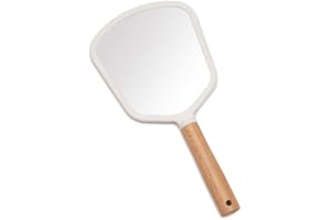 YEAKE Handspiegel, Reise-Make-up-Spiegel, tragbar, schöner Holz-Kosmetikspiegel mit Griff zum Aufhängen (Fächerform)