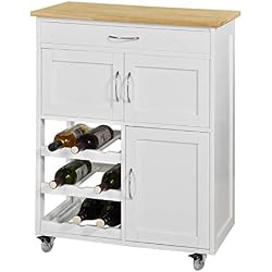 SoBuy® FKW45-WN Desserte Chariot de cuisine de service roulant, Meuble Armoire de rangement cusine sur roulettes L67cmxH87cmxP37cm