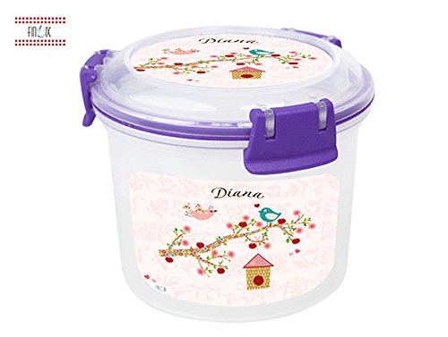 Preisvergleich Produktbild Müslidose Floral mit Namen, eigene Lunchbox von Finlix