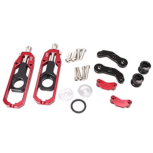 Preisvergleich Produktbild gzyf Motorrad Kettenspanner Passform Kawasaki ZX10R 2011–2015 Aluminium Einstellknopf rot