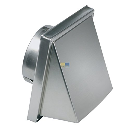 Preisvergleich Produktbild Europart 10028187 UNIVERSAL Abluft Haube Aussenhaube Aussengitter Lufthaube Lüftung Anschluss 100mm Edelstahl gebürstet 150x150mm mit Rückstauklappe u.a. Trockner Dunstabzugshaube Klimagerät