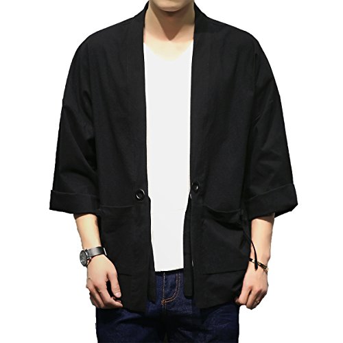 Preisvergleich Produktbild Mirecoo Herren Baumwolle Japan Happi Kimono Haori Jacke Übergangsjacke