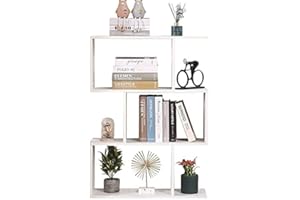 ETNIC ART Etnicart - Librería Estante blanco Oficina Moderno Contemporáneo Divisor de madera de doble cara Home Day 70x23.5x96 Estantes independientes Estantes Cubos Diseño de pared