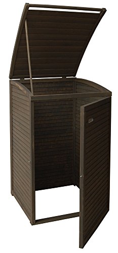 Andrewex Mülltonnenbox für 1 Tonnen 97 x 75 cm 240 Liter aus Holz, Braun Teak Pinie Anthrazit Grau Cream Mülltonnenschrank Mülltonnenverkleidung - 2