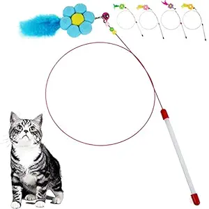 Pets Empire Cat Teaser Wand Toy Set, Cat Feather Toys, Funny Cat Teaser Wand Toys in Colorful Feather Toys for Exercising Kitten or Cat (Single Pack ( C ))