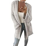 Kinlene Damen Mantel mit Kapuze stricken Strickjacke Tasche Langarm beiläufige lose warme Outwear