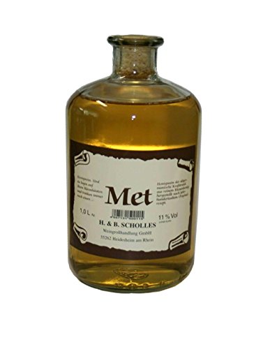 Preisvergleich Produktbild Scholles - Frucht Dessertwein / Honigwein in dekorativer Apothekerflasche - Geschmack: Met Honig - Deutsche Spitzenqualität - 6 Flaschen á 1L