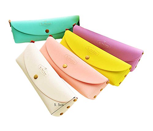 SAMGU Bleistift Kasten Bleistift Beutel Feder Tasche PU-Leder – Weiß - 4