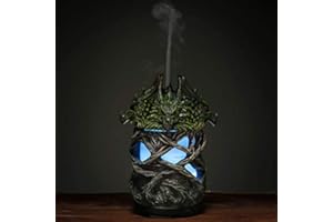 Puckator Fire Earth Dragon Dark Legends Resin Twisted Tree LED Aroma Essential Oil Diffuser, Humidifier, Home Aromatherapy Ornament Decor, Multi, Colour Changing LED