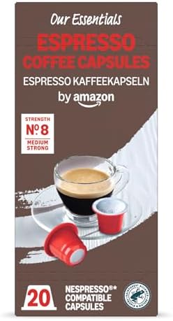 by Amazon Capsule di Caffè Espresso Compatibili con Nespresso, 20 Pezzi - Certificato Rainforest Alliance