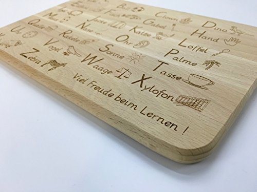 Das Original ABC Frühstücksbrett aus Buche Holz zum Lernen – Geschenkidee zum Schulanfang - 5