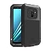 Produktbild qichenlu [Panzer Rüstung Schwarz A6 Plus(2018) Alu Hybrid Silikon Metall Gehäuse,Integriertes Display Schutz Glas Bruchsicher Outdoor Case Ganzkörper Stoßfeste Hülle für Samsung Galaxy A6 Plus(2018)