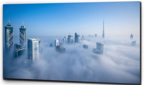 Dubai - Living In The Clouds Canvas - Color: Black And White - Canvas Size: 20" X 32"