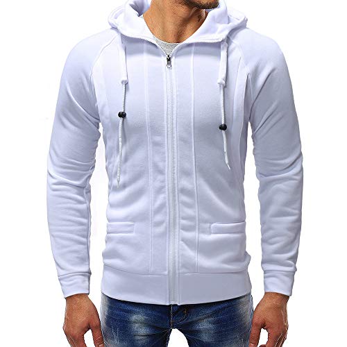 Preisvergleich Produktbild Hmeng Herren Kapuzen Fleece-Sweatshirt -Autumn Winter Casual Sweatshirt Hoodies Top Bluse Trainingsanzüge (Weiß, M)
