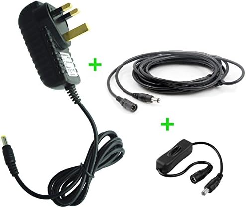 MyVolts9V power supply adaptor compatible with/replacement for Digitech TRIO Band Creator Effects pedal - UK plug - with Extension and Inline Switch