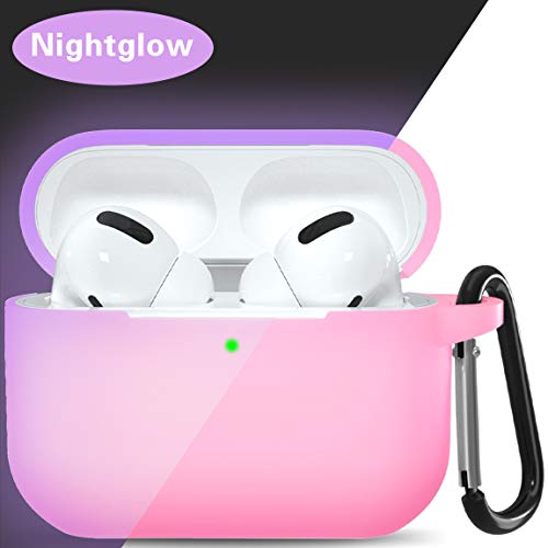 Zekapu Airpods Pro Funda, Silicona Protector Funda Case Compatible con AirPods Pro 3 (versión 2019), LED Visible a Prueba de Golpes, Compatible Carga Inalámbrica, con Mosquetón