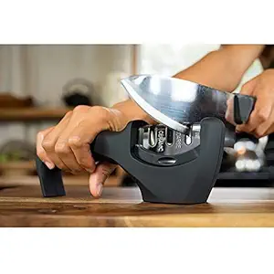 MARMIX Knife Sharpeners - Kitchen Knife Sharpener 3-Stage Manual Knife Sharpening Tool with Diamond Coated,Tungsten Steel and Ceramic Rod