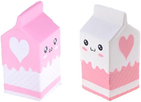 WuliRose 2 Pcs Milk Box Squishy Slow Rising Scented Cartoon Bread Hand Pillow Kawaii Toy Decompression Relax Toys