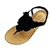 Produktbild Sandalen Damen Sommer Btruely Römisch Schuhe Retro Böhmen Sandalen Damen Flach Sandalen Mädchen Schuhe Flip Flops Blume Strandschuhe (40, Schwarz)