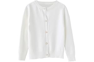 ZHUANNIAN Girls School Cardigan Long Sleeve Pearl Button Down Uniform Schoolwear Cardigans