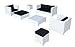 Produktbild Baidani Gartenmöbel-Sets 10c00034 Designer Lounge Sunrise, 2-er Sofa, 2 Sessel, 2 Hocker, 1 Couchtisch, Beistelltisch mit Glasplatte, weiß