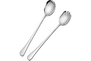 CTCEHL Couverts à Salade,Cuillère à Salade,Fourchette à Salade,Set de Couverts à Salade,Couvert à Salade en Acier Inoxydable,Convient pour la Cuisine,l'hôtel,Le Restaurant,la fête (2 pcs,Argent)