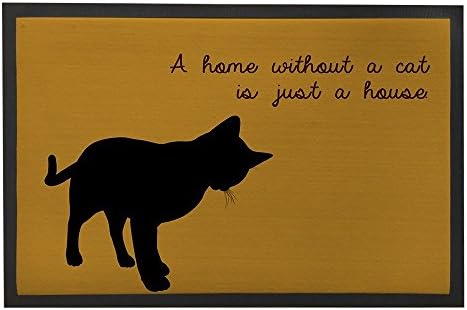 Cat Doormat A Home Without A Cat Is Just A Horse Yellow Quote Doormat Welcome Door Mat Aminal Funny Doormat Indoor Outdoor Floor Mat Non-slip Family Doormat for Home Decor 23.6x15.7 Inch