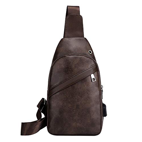 Preisvergleich Produktbild Neue Ankunft Männer Taschen Männer Brusttasche Designer Umhängetasche Leder Umhängetaschen Diagonal Paket 2019 Neue Rucksack Reise (Color : Coffee)