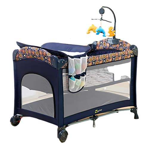 XUANLAN Hochwertiges bequemes Kinderbett Babybett mit Zaun Kinderbett Faltbar Leicht zu transportierendes Multifunktionsreisebett Kinderbett Kinderbett Spielbett Langlebig (Color : Multi-Colored)
