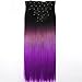 Neverland Beauty 24 Inches (60cm) Full Head 7 Pieces 16 clips Clip in Hair Extensions Extension Long Straight Ombre Hairpiece (Natural Black to Violet Purple)