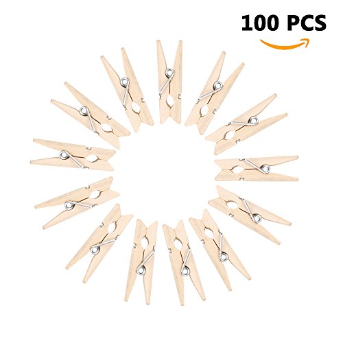 Natürliche Wäscheklammer, Aodoor Mini Holzklammern Deko Klammern Wäscheklammern Clips Fotopapier Peg(100 Stück)