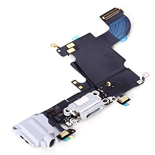 MMOBIEL   Conector Dock para iPhone 6  Plateado Blanco  de Repuesto Puerto USB  Cable Flex  Micr  fono  Audiojack  Conexi  n de Antena y bot  n de Inicio Instalado  Incl  2 x Destornilladores