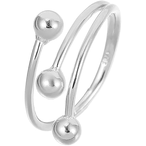 Anello Aperto In Argento 925 Ball Statement - Regolabile, Minimal, Delicato - Regalo Donna