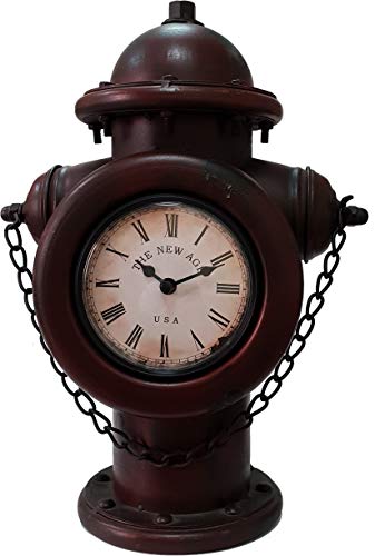 DynaSun Art Hydrant 35,5 x 15,5 x 34 cm Reloj con Forma de hidratante de Mesa de Metal Vintage Estilo Retro decoración casa salón Cocina Efecto Envejecido