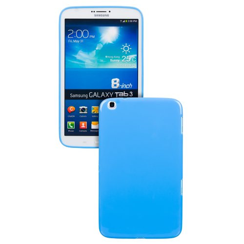 Invero® Samsung Galaxy Tab 3 8.0 Inch SM-T3100 SM-T3110 TPU Silikon Tasche Hülle Schutzhülle mit LCD displayschutzfolie (Bleu / Blue)