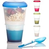 M&uuml;slibecher-2-go M&uuml;sli Reise Becher mit isoliertem Milchk&uuml;hlfach & L&ouml;ffel 2-go f&uuml;r unterwegs